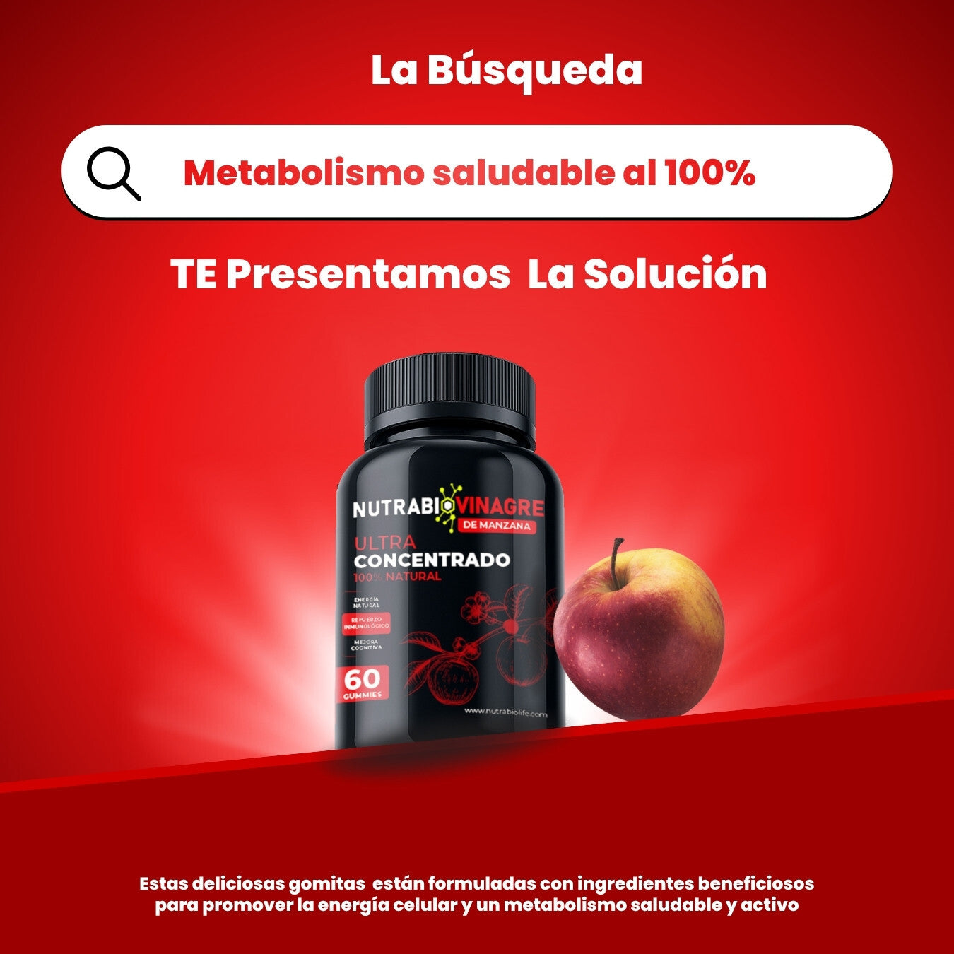 NutraBio Vinagre de Manzana Gummies – Apoya la Digestión, Detox y Energía Natural (60 Gummies)