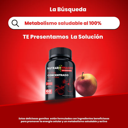 NutraBio Vinagre de Manzana Gummies – Apoya la Digestión, Detox y Energía Natural (60 Gummies)