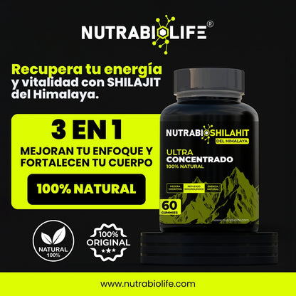 NutraBio Shilajit Gummies – Energía Natural, Vitalidad y Rendimiento Físico (60 Gummies)