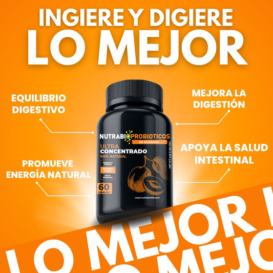 NutraBio Probióticos + Prebióticos - Aumento de bacterias intestinales beneficiosas (60 Gummies)
