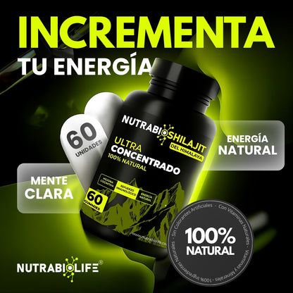 NutraBio Shilajit Gummies – Energía Natural, Vitalidad y Rendimiento Físico (60 Gummies)
