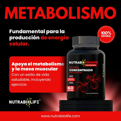 NutraBio Vinagre de Manzana Gummies – Apoya la Digestión, Detox y Energía Natural (60 Gummies)